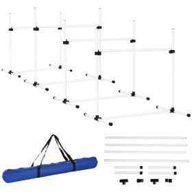 PawHut Dog Agility Training Equipment, 4 Piece Set with Adjustable Height Jump Bars, White