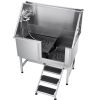 50 Inch Dog Grooming Bath Tub Stainless Steel w Stairs Water Filter
