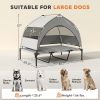 PawHut Elevated Dog Bed with Removable Canopy, Portable Outside Raised Pet Cot with Cooling Pad, Storage Bag, 42" x 30" x 37"
